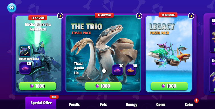 Main shop interface showing horizontal scrolling and navigation